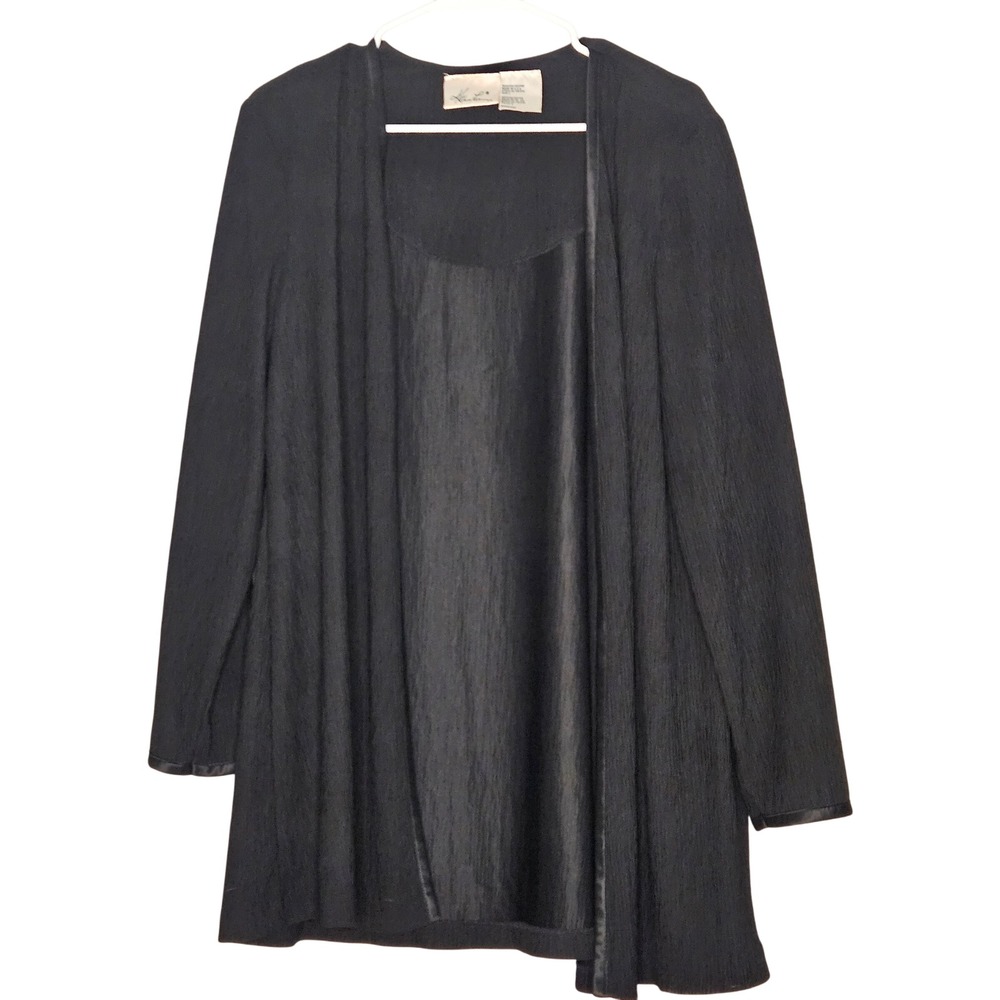 Kathie Lee Black Cardigan Blazer Business Casual Neutral Comfy Sleek Lightweight